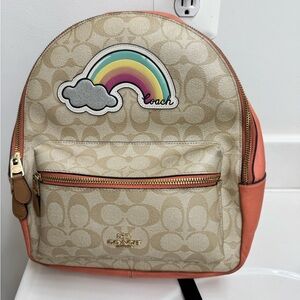 Coach Women's Tan and Coral Backpack